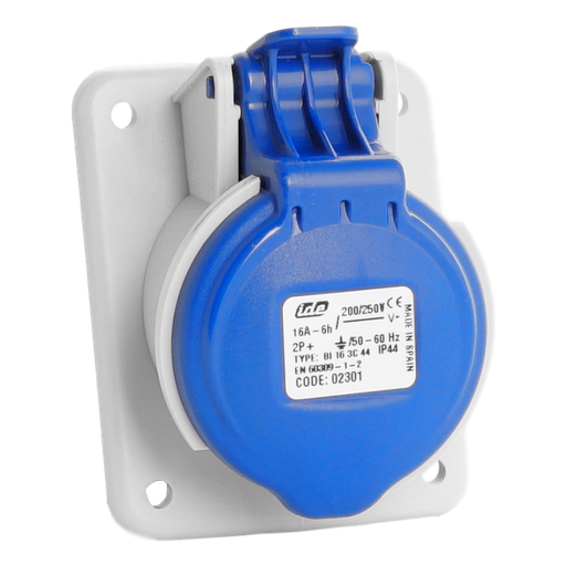 [/02301] IDE CEE 16A 3p 230VAC IP44 prise encastrée inclinée