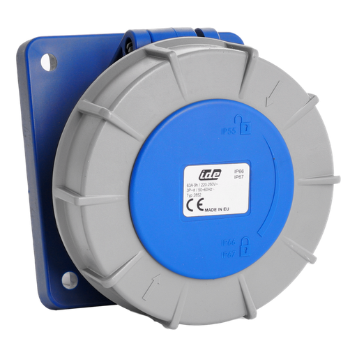 [/02852] IDE CEE 63A 3P+T 230VAC IP67 bleue prise encastrée inclinée