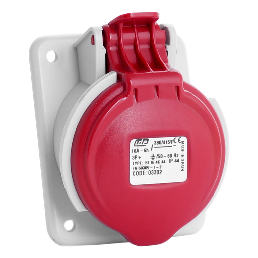 [/03302] IDE CEE 16A 4p 400VAC IP44 prise encastrée inclinée