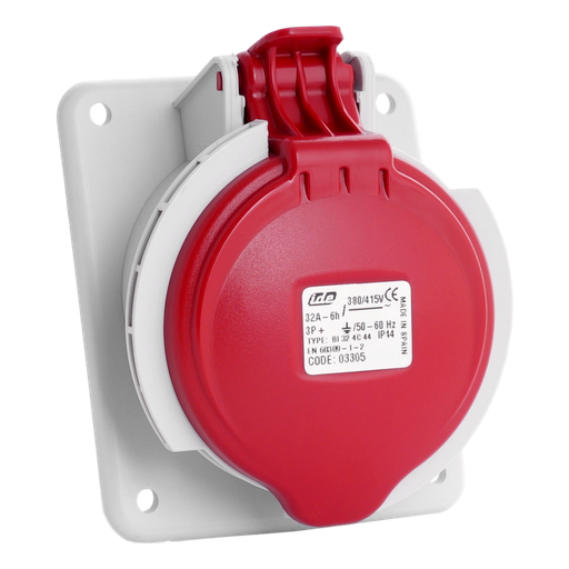 [/03305] IDE CEE 32A 4p 400VAC IP44 stopcont. inbouw schuin