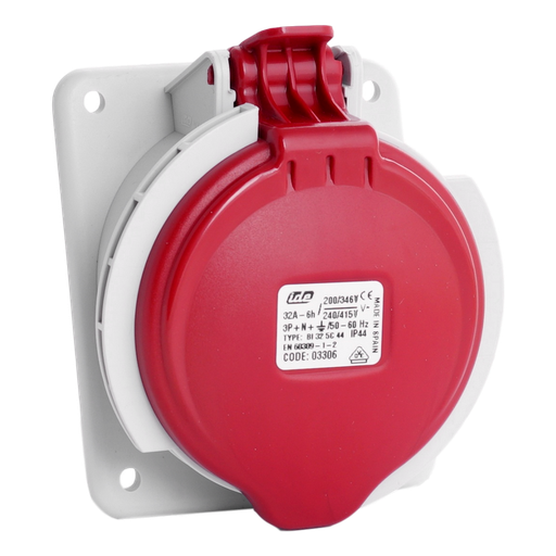 [/03306] IDE CEE 32A 5p 400VAC IP44 prise encastrée inclinée