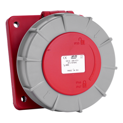 [/03852] IDE CEE 63A 4p 400VAC IP67 stopcont. inbouw schuin