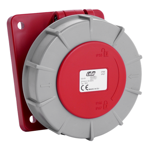 [/03853] IDE CEE 63A 5p 400VAC IP67 prise encastrée inclinée