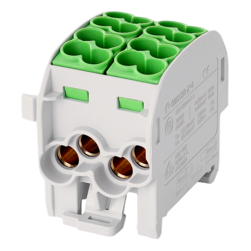 [/080120-2-4] Aftakklem HLAK25 C 1p 4x25, 4x16mm² Cu PE groen