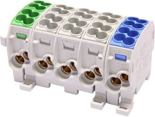 [/080150-2-3] Bornier de dériv. HLAK25 C 5p 2x25, 2x16mm² Cu+Al N3LPE