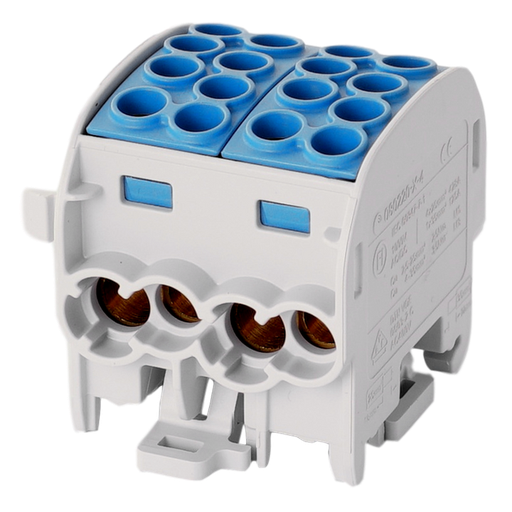 [/080220-1-4] Bornier de dériv. HLAK35 C 1p 4x35, 4x25mm² Cu N bleu