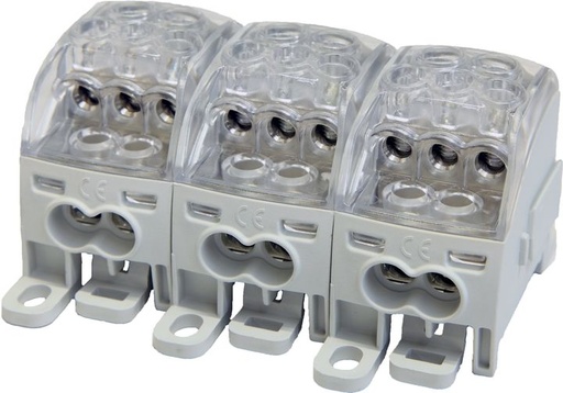 [/082040-2-3] Bornier de distr. PDB160 3p 25, 2x16, 3x10mm² Cu+Al gris