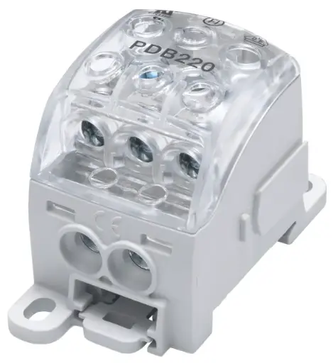 [/082060-0-4] Borne de distr. PDB220 1p 70, 2x25, 3x16mm² Cu grise