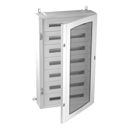 [/40AS168PT150BW] Coffret métal. IP40 168 mod. (150mm) Porte transp. + KITTT