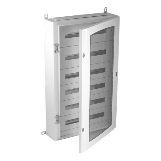 [/65AS144PT150BW] METAL DISTR. ENCL. 144mod Transp. door (150mm)