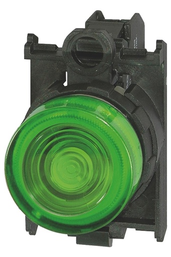 [/B3RGNL230] Voyant vert, calotte basse, bague metal 230V