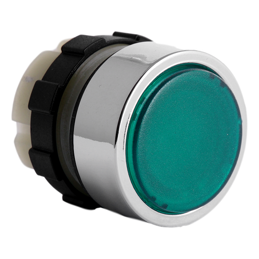 [/BC3DLGN] Illuminated push button green with chrome ring