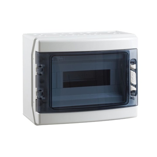 [/CDN12PTRR] Opbouwkast IP65 transp. deur 1x 12 mod. + aardingsrail