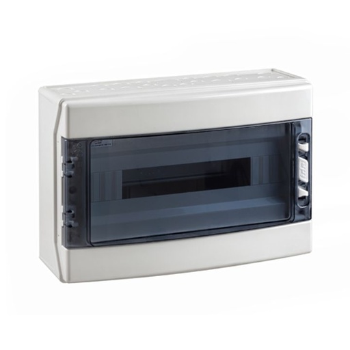 [/CDN18PTRR] Opbouwkast IP65 transp. deur 1x 18 mod. + aardingsrail
