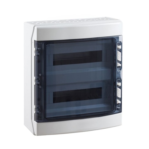 [/CDN36PT2FRR] Opbouwkast IP65 transp. deur 2x 18 mod. + aardingsrail