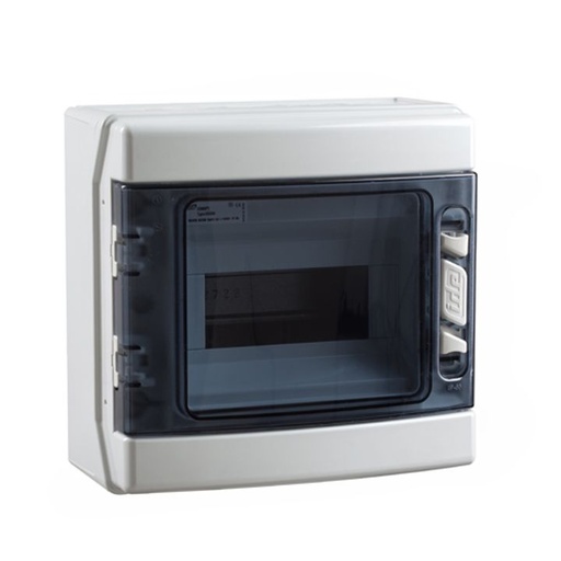 [/CDN8PTRR] Opbouwkast IP65 transp. deur 1x 8 mod. + aardingsrail