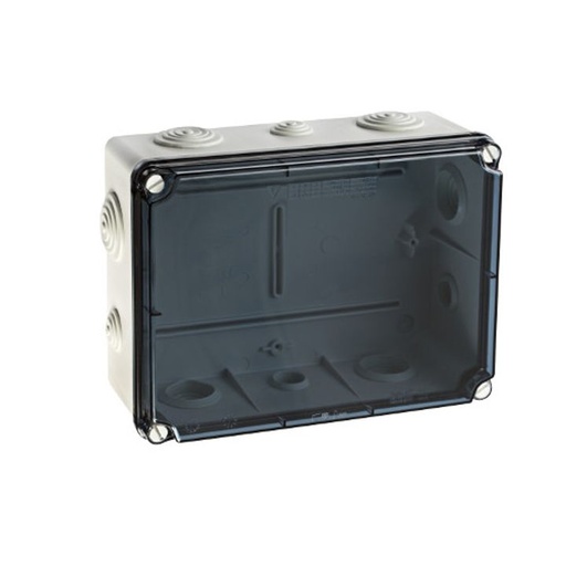 [/EVT231] Aftakdoos 241x180x95 met ingangen + doorzicht. deksel