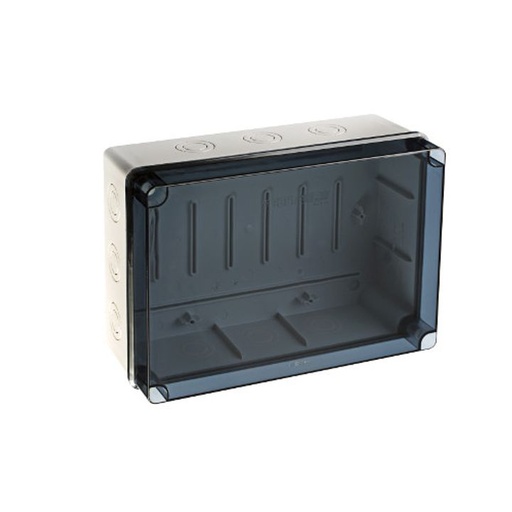 [/EXT322] Aftakdoos 328x239x129 zonder ingangen + doorzicht. deksel