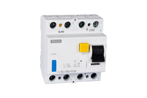 [/F9634003XGB] Diff. schak. Teco 4P 63A 30mA Type B zonder LED