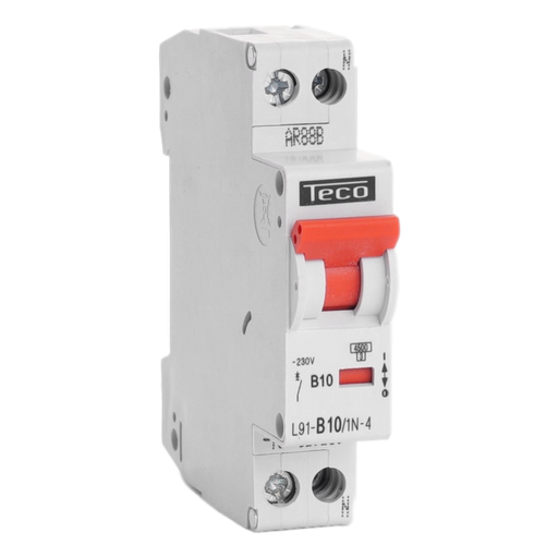 [/L91B101N4] Automaat Teco 1N 10A 4,5kA Curve B 1 module
