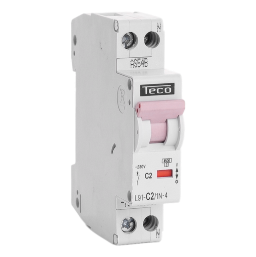 [/L91C21N4] Automaat Teco 1N 2A 4,5kA Curve C 1 module