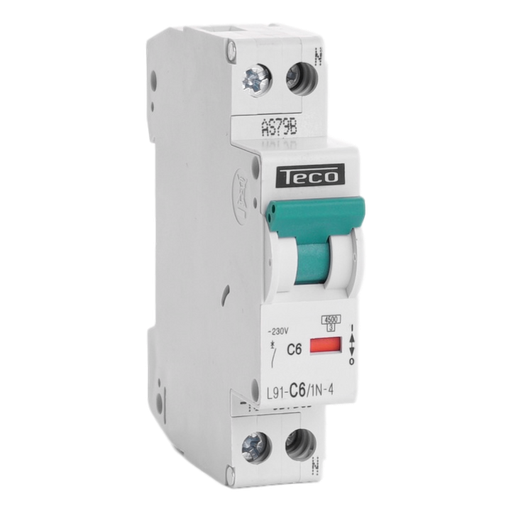 [/L91C61N4] Automaat Teco 1N 6A 4,5kA Curve C 1 module