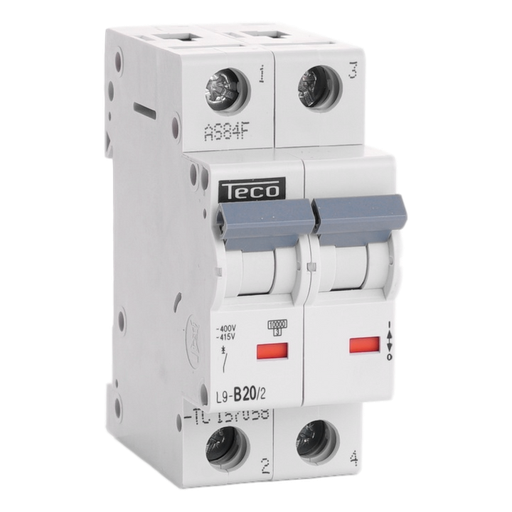 [/L9B202] Automaat Teco 2P 20A 10kA Curve B