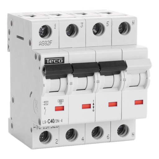 [/L9C403N4] Automaat Teco 3N 40A 4,5kA Curve C