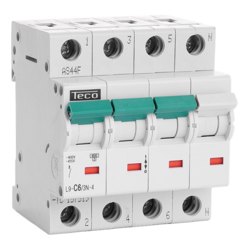 [/L9C63N4] Automaat Teco 3N 6A 4,5kA Curve C