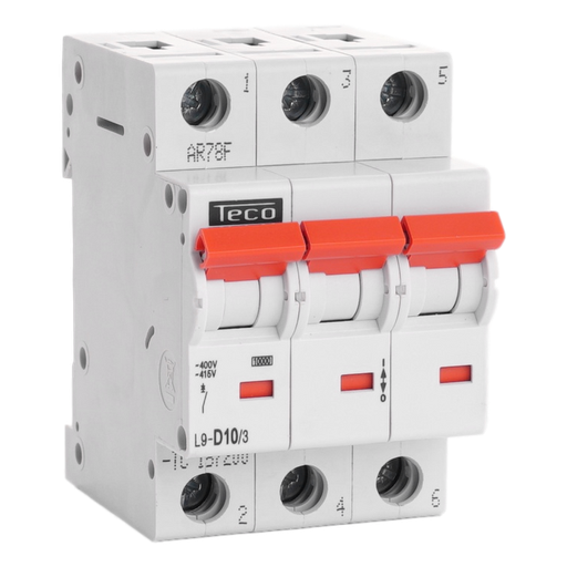 [/L9D103] Automaat Teco 3P 10A 10kA Curve D