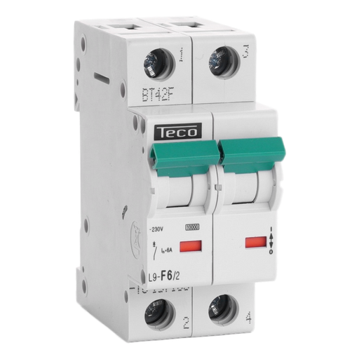 [/L9F62] MCB TC-TECO 2P 6A Type F NBN C 61142
