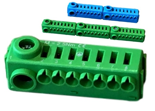 [/MDC00S22N2] Blauwe neuterrail zonder schroeven Conexbox 2x25 + 14x4mm²