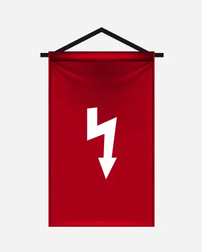 [/SOFST-71] Drapeau vertical, flèche blanche sur fond rouge