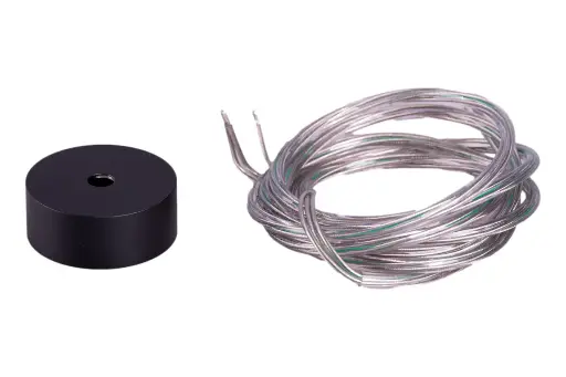 [/TFAXXRCABLB2] Round rosette 60x40 Black + PVC + PVC cable 3g0.75mm transparent 215cm
