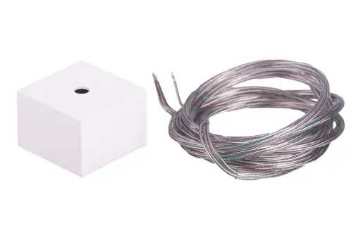 [/TFAXXSCABLW2] (AS) Rosace carrée 60x40 Blanc + PVC + câble PVC 3g0,75mm transparent 215cm