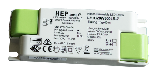[/TLC410PHD2] Driver 20w Phase Dim 500mA voor TECO NAULA