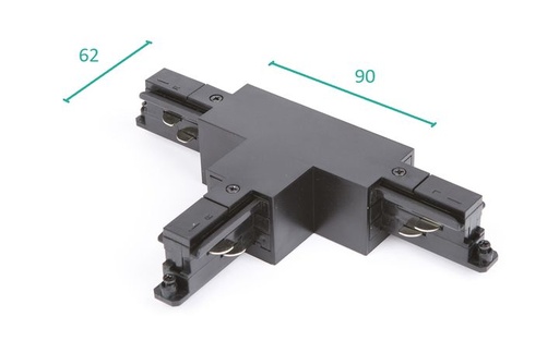 [/TLZ000B001TL] Connecteur en T gauche-gauche Noir pour Rail 3P Teco