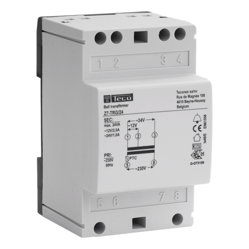 [/Z7TRG24] Transformateur sonnerie Teco 24VA 230VAC-12/24VAC