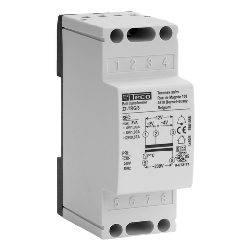 [/Z7TRG8] Transformateur sonnerie Teco 8VA 230VAC-4/8/12VAC