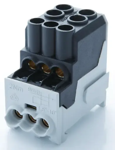 [/080010-4-3] Verdeelklem UVB100 1p 2x16, 6x10mm² Cu+Al L zwart