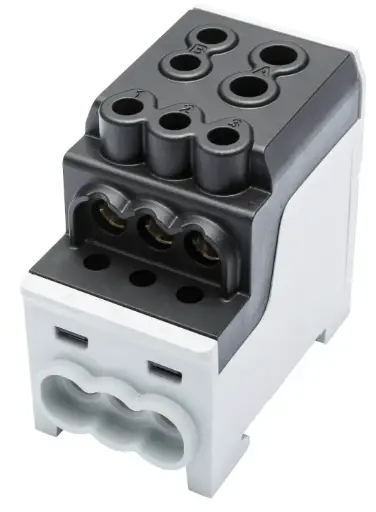 [/080030-4-3] Borne de distr. UVB200 1p 1x70, 1x35, 6x16mm² Cu+Al L noire