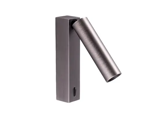 [/TIBSWR27G] Spot TIBET-3 mural orientable sur base 5W 2700K 34° (driver inclus) "Gun black"