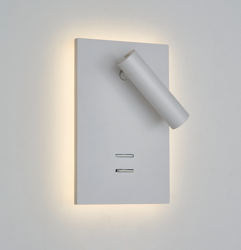 [/TIBSWRICCTW] TIBET-4 wall-mounted adjustable spotlight on base 5W 2700K 34° + Halo 5W 2700/3000/4000K (driver included) white