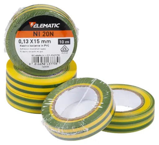 [/NI20GI] Ruban isolant Autoextinguible Teco 15mm x 0.13mm x 10m JAUNE